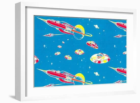 Rockets and Flying Saucers-null-Framed Art Print