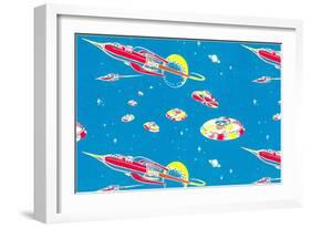 Rockets and Flying Saucers-null-Framed Art Print