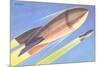 Rockets in Space-null-Mounted Premium Giclee Print