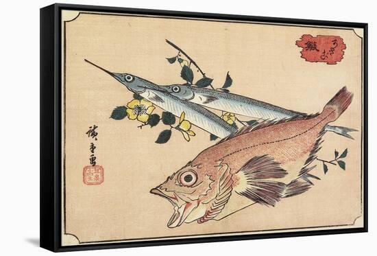 Rockfish and Halfbeak, Early 19th Century-Utagawa Hiroshige-Framed Stretched Canvas