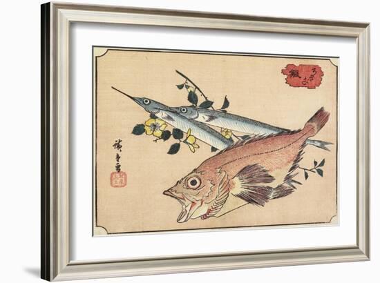 Rockfish and Halfbeak, Early 19th Century-Utagawa Hiroshige-Framed Giclee Print