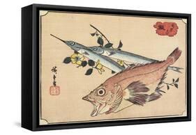 Rockfish and Halfbeak, Early 19th Century-Utagawa Hiroshige-Framed Stretched Canvas