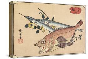 Rockfish and Halfbeak, Early 19th Century-Utagawa Hiroshige-Stretched Canvas