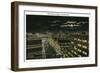 Rockford, Illinois, Eastern Aerial View down State Street at Night-Lantern Press-Framed Art Print