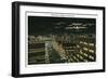 Rockford, Illinois, Eastern Aerial View down State Street at Night-Lantern Press-Framed Art Print