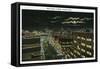 Rockford, Illinois, Eastern Aerial View down State Street at Night-Lantern Press-Framed Stretched Canvas