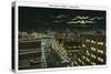 Rockford, Illinois, Eastern Aerial View down State Street at Night-Lantern Press-Stretched Canvas