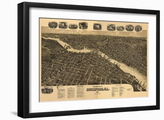 Rockford, Illinois - Panoramic Map-Lantern Press-Framed Art Print