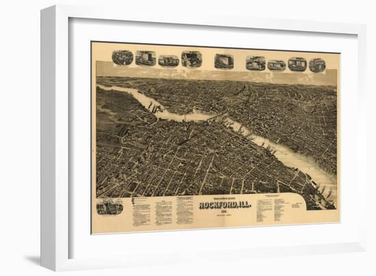 Rockford, Illinois - Panoramic Map-Lantern Press-Framed Art Print