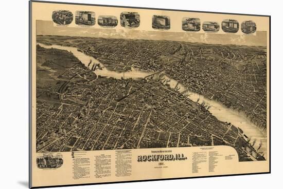 Rockford, Illinois - Panoramic Map-Lantern Press-Mounted Art Print