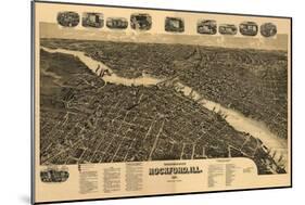 Rockford, Illinois - Panoramic Map-Lantern Press-Mounted Art Print