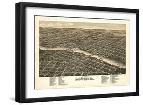 Rockford, Illinois - Panoramic Map-Lantern Press-Framed Art Print