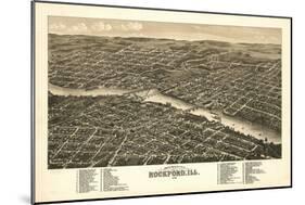Rockford, Illinois - Panoramic Map-Lantern Press-Mounted Art Print