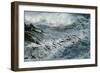 Rockhopper Penguins Surfing into Shore-null-Framed Photographic Print