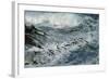 Rockhopper Penguins Surfing into Shore-null-Framed Photographic Print