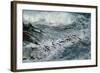 Rockhopper Penguins Surfing into Shore-null-Framed Photographic Print