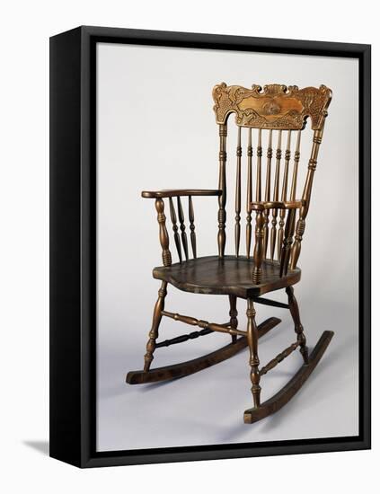 Rocking Chair, Dark Wood, Italy-null-Framed Stretched Canvas