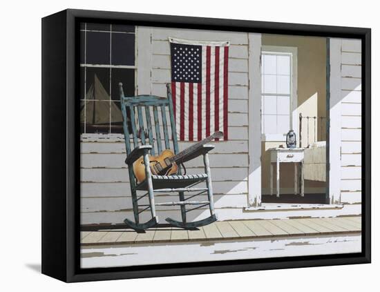 Rocking Chair with Guitar-Zhen-Huan Lu-Framed Stretched Canvas