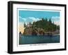 Rockland, Maine, View of Owl's Head Lighthouse-Lantern Press-Framed Art Print