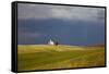 Rocklyn Community Church with Wheat Fields and Storm Coming-Terry Eggers-Framed Stretched Canvas
