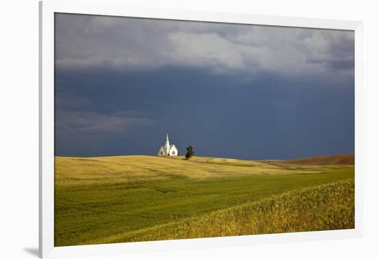 Rocklyn Community Church with Wheat Fields and Storm Coming-Terry Eggers-Framed Photographic Print