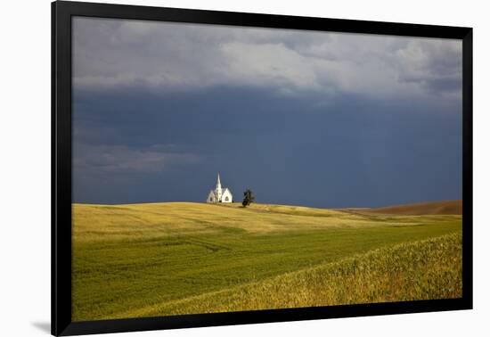 Rocklyn Community Church with Wheat Fields and Storm Coming-Terry Eggers-Framed Photographic Print