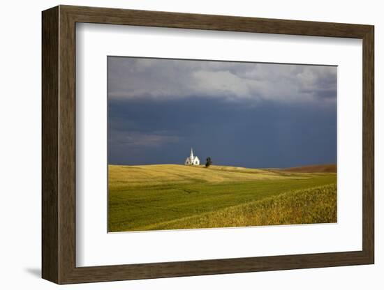 Rocklyn Community Church with Wheat Fields and Storm Coming-Terry Eggers-Framed Photographic Print