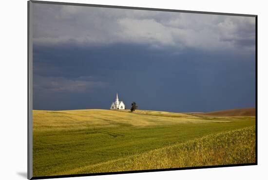 Rocklyn Community Church with Wheat Fields and Storm Coming-Terry Eggers-Mounted Photographic Print