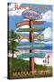 Rockport, Massachusetts - Sign Destinations-Lantern Press-Stretched Canvas