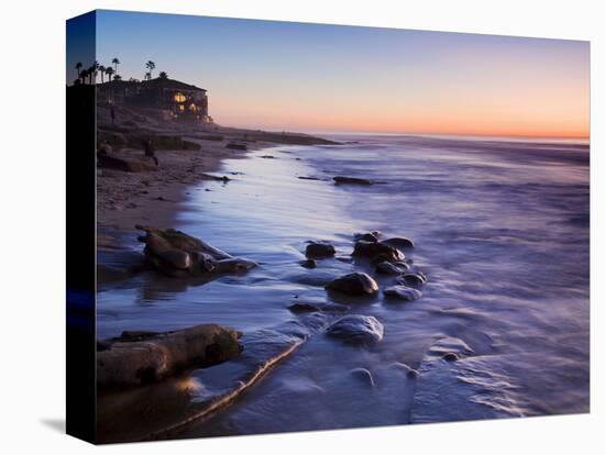 Rocks and Beach at Sunset, La Jolla, San Diego County, California, USA-Richard Cummins-Stretched Canvas