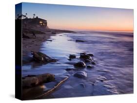 Rocks and Beach at Sunset, La Jolla, San Diego County, California, USA-Richard Cummins-Stretched Canvas