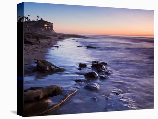 Rocks and Beach at Sunset, La Jolla, San Diego County, California, USA-Richard Cummins-Stretched Canvas
