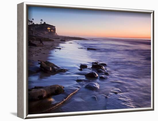 Rocks and Beach at Sunset, La Jolla, San Diego County, California, USA-Richard Cummins-Framed Photographic Print