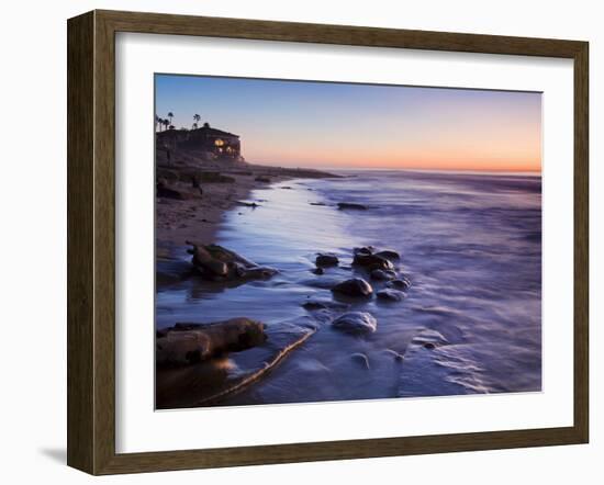 Rocks and Beach at Sunset, La Jolla, San Diego County, California, USA-Richard Cummins-Framed Photographic Print