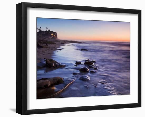 Rocks and Beach at Sunset, La Jolla, San Diego County, California, USA-Richard Cummins-Framed Photographic Print