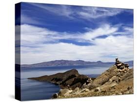 Rocks and Lake, Bahia Kona, Isla del Sol, Lake Titicaca, Bolivia, South America-Simon Montgomery-Stretched Canvas