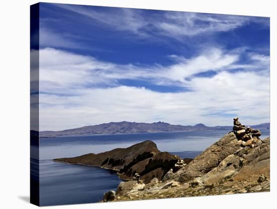 Rocks and Lake, Bahia Kona, Isla del Sol, Lake Titicaca, Bolivia, South America-Simon Montgomery-Stretched Canvas