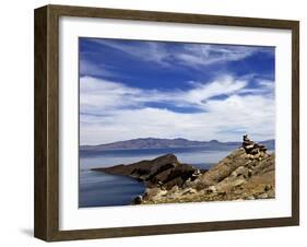 Rocks and Lake, Bahia Kona, Isla del Sol, Lake Titicaca, Bolivia, South America-Simon Montgomery-Framed Photographic Print