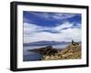 Rocks and Lake, Bahia Kona, Isla del Sol, Lake Titicaca, Bolivia, South America-Simon Montgomery-Framed Photographic Print