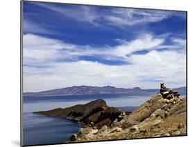 Rocks and Lake, Bahia Kona, Isla del Sol, Lake Titicaca, Bolivia, South America-Simon Montgomery-Mounted Photographic Print