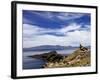 Rocks and Lake, Bahia Kona, Isla del Sol, Lake Titicaca, Bolivia, South America-Simon Montgomery-Framed Photographic Print