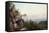 Rocks and Landscape-Frederic Edwin Church-Framed Stretched Canvas