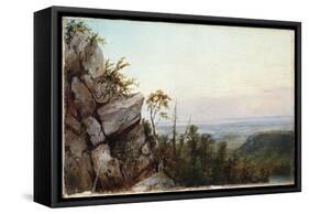 Rocks and Landscape-Frederic Edwin Church-Framed Stretched Canvas