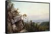 Rocks and Landscape-Frederic Edwin Church-Framed Stretched Canvas