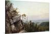 Rocks and Landscape-Frederic Edwin Church-Stretched Canvas