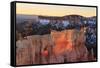 Rocks and Lone Pine Tree Lit by Dawn Light in Winter-Eleanor-Framed Stretched Canvas