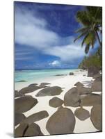 Rocks and Palm Tree on Tropical Beach, Seychelles, Indian Ocean, Africa-Papadopoulos Sakis-Mounted Photographic Print