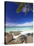 Rocks and Palm Tree on Tropical Beach, Seychelles, Indian Ocean, Africa-Papadopoulos Sakis-Stretched Canvas