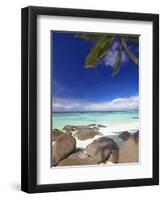 Rocks and Palm Tree on Tropical Beach, Seychelles, Indian Ocean, Africa-Papadopoulos Sakis-Framed Photographic Print