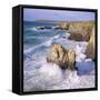 Rocks and Sea at Gwithian, Cornwall, England-Roy Rainford-Framed Stretched Canvas